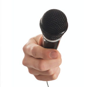 hand holding microphone