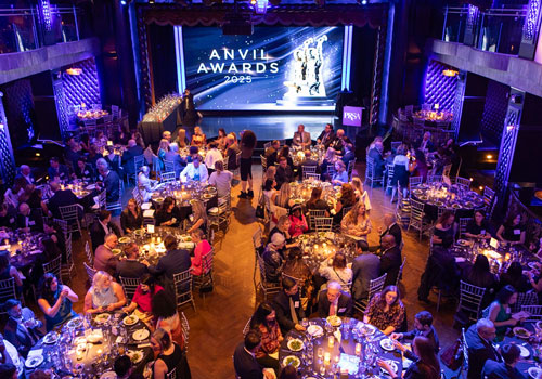 overhead view of Anvil Award dinner