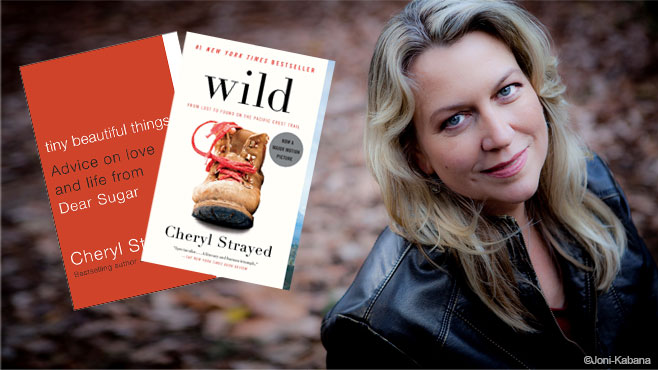 Cheryl Strayed headshot with book covers