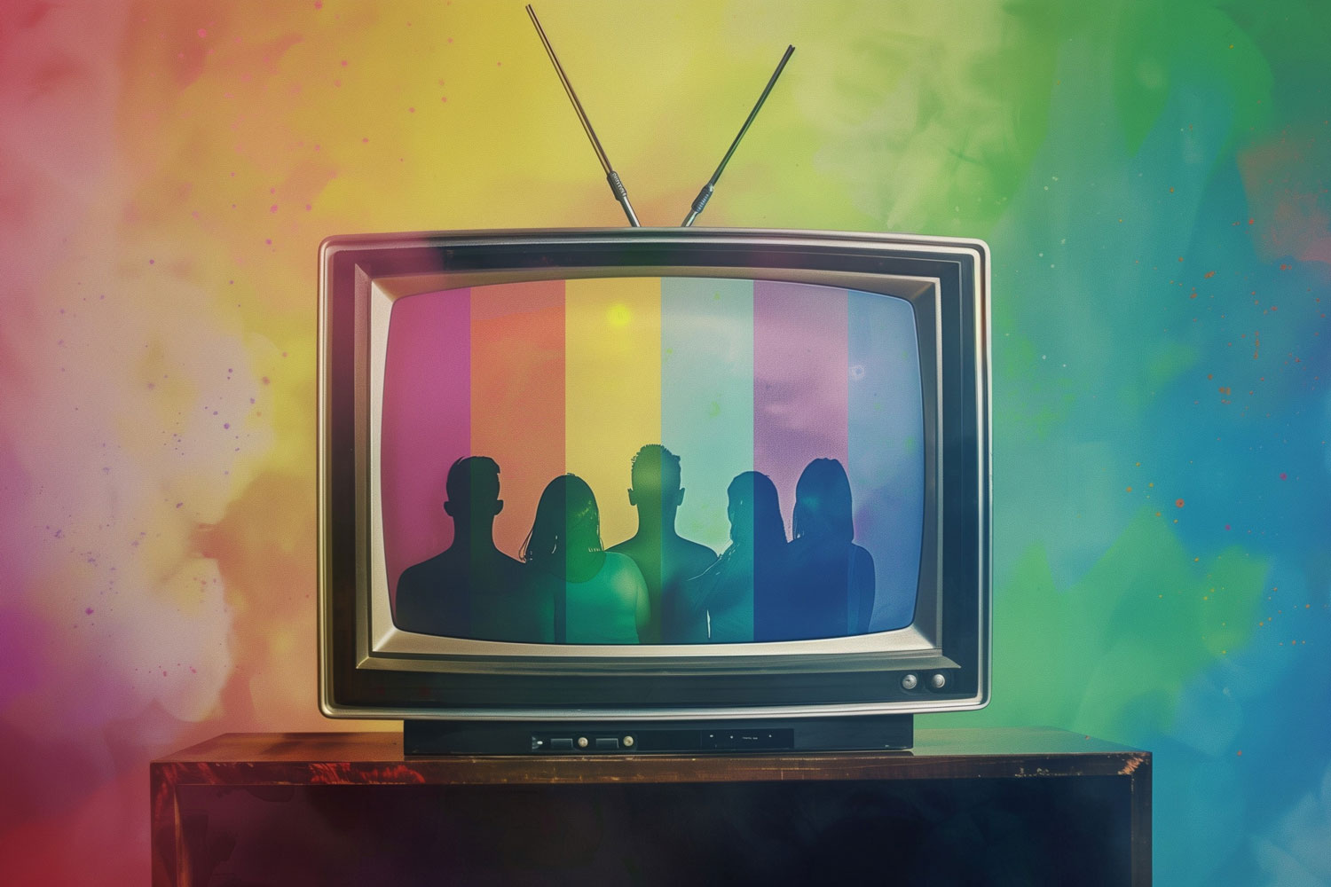 Retro television set with Pride imagery