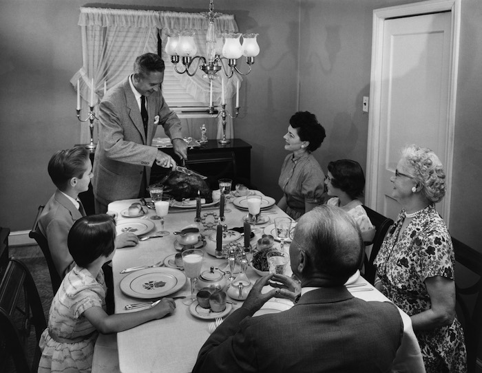 vintage family eating dinner