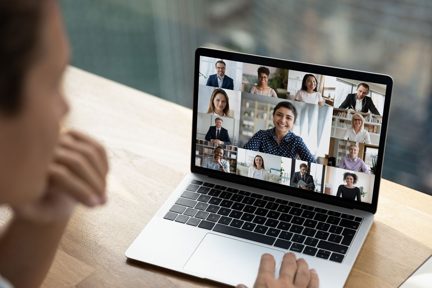 Video webinar view on laptop