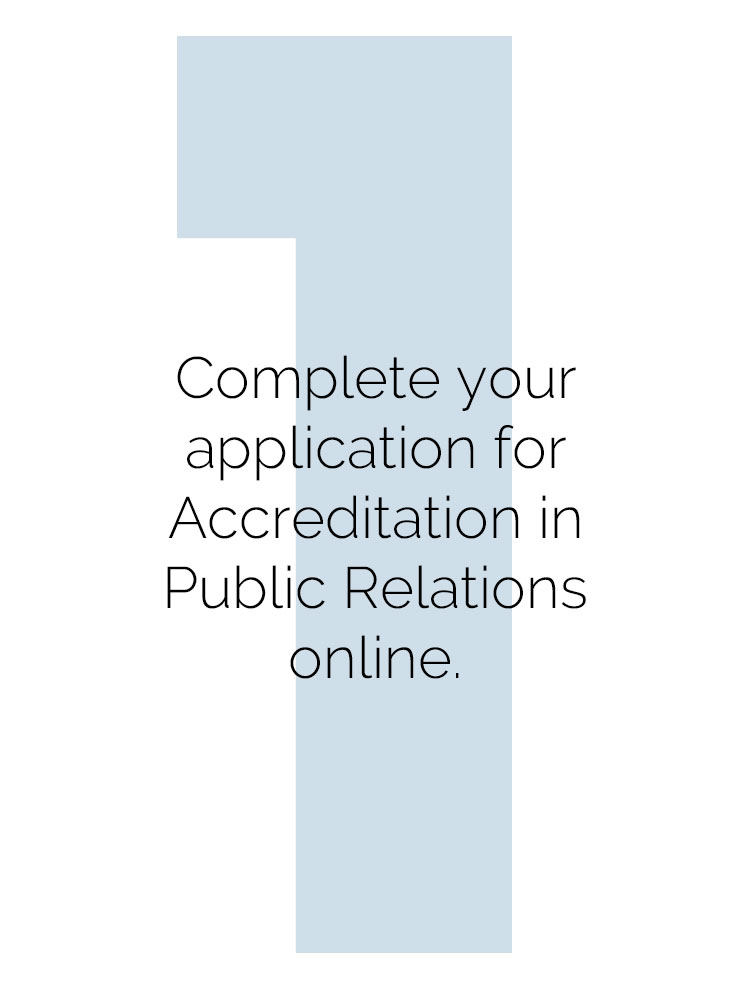 1. Review and complete the Examination for Accreditation in Public Relations Application online.