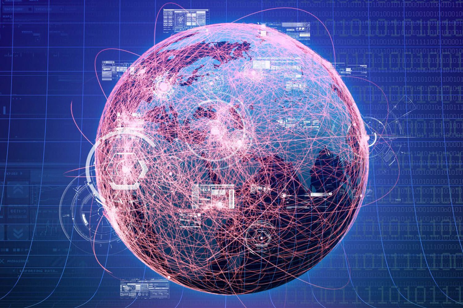 stylized blue digital globe stylized blue digital globe