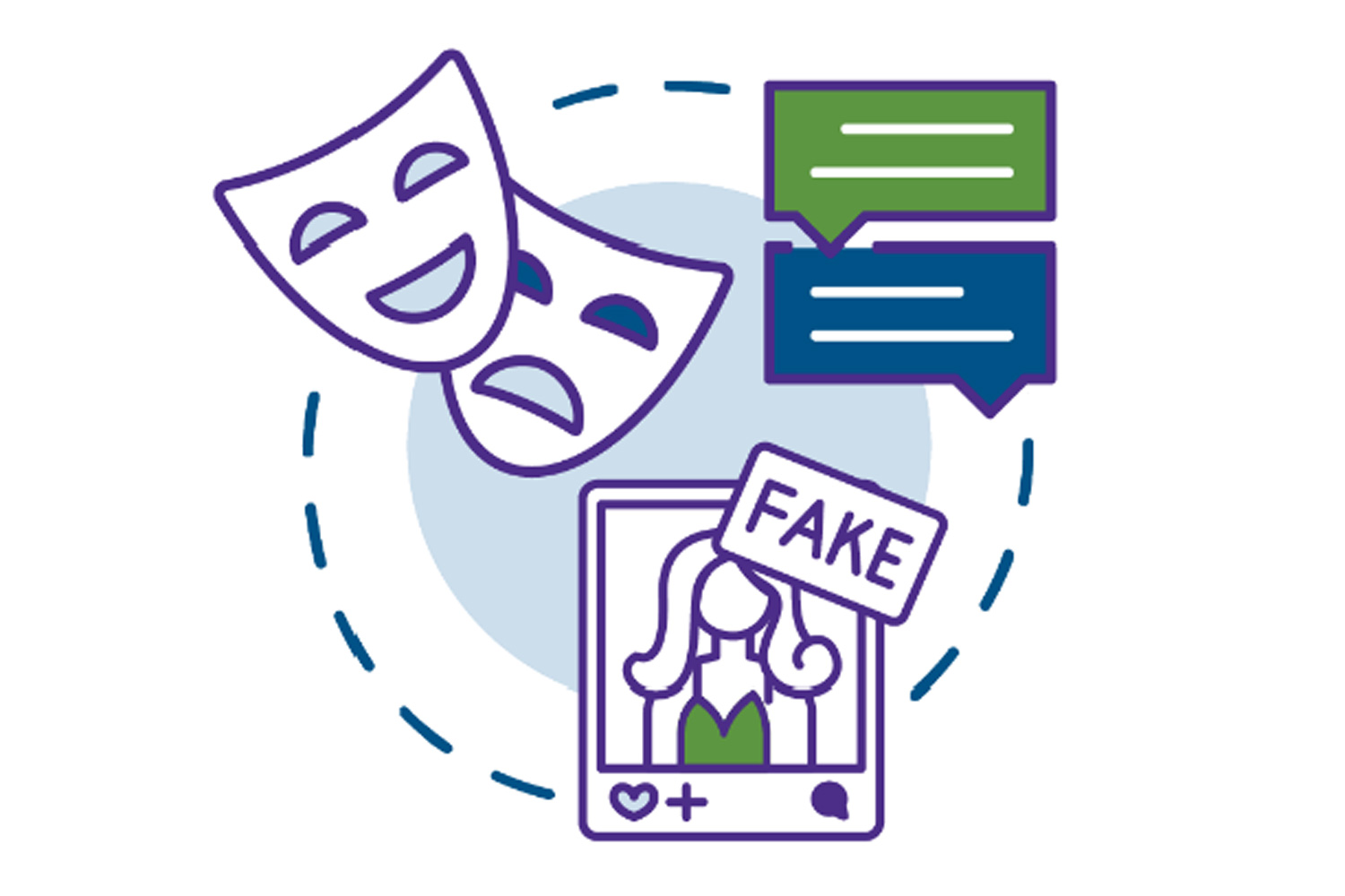 theater masks and fake tv news