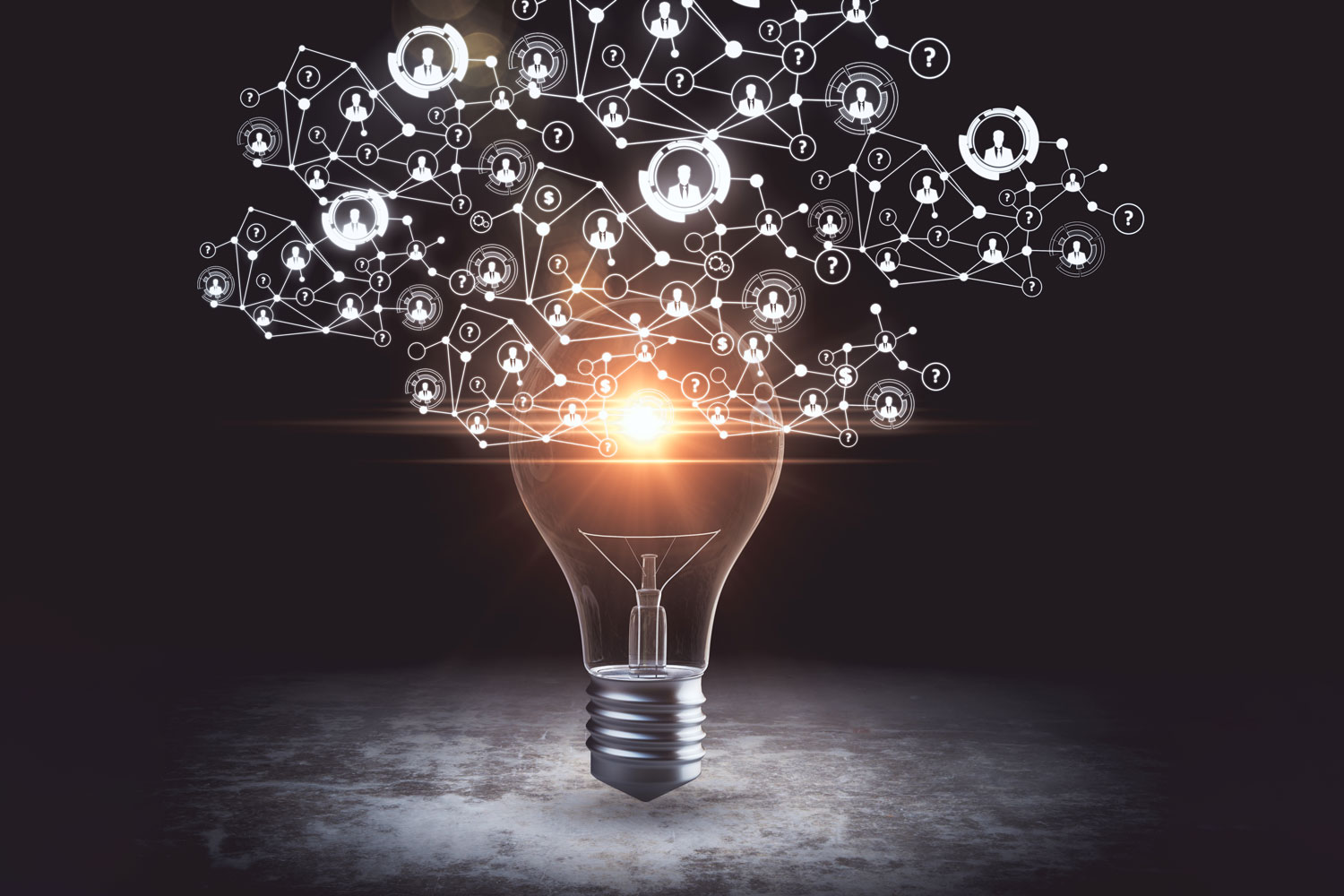 Light bulb with ideas Light bulb with ideas